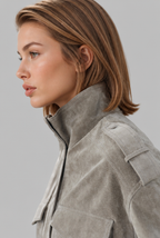 Cropped Suede Bomber Jacket Audrey Calvero