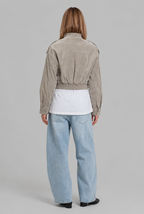 Cropped Suede Bomber Jacket Audrey Calvero