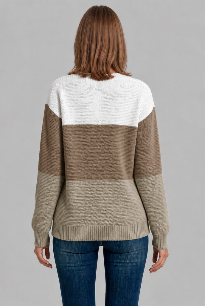 Colour Block Jumper with Wide Boat Neckline Audrey Calvero