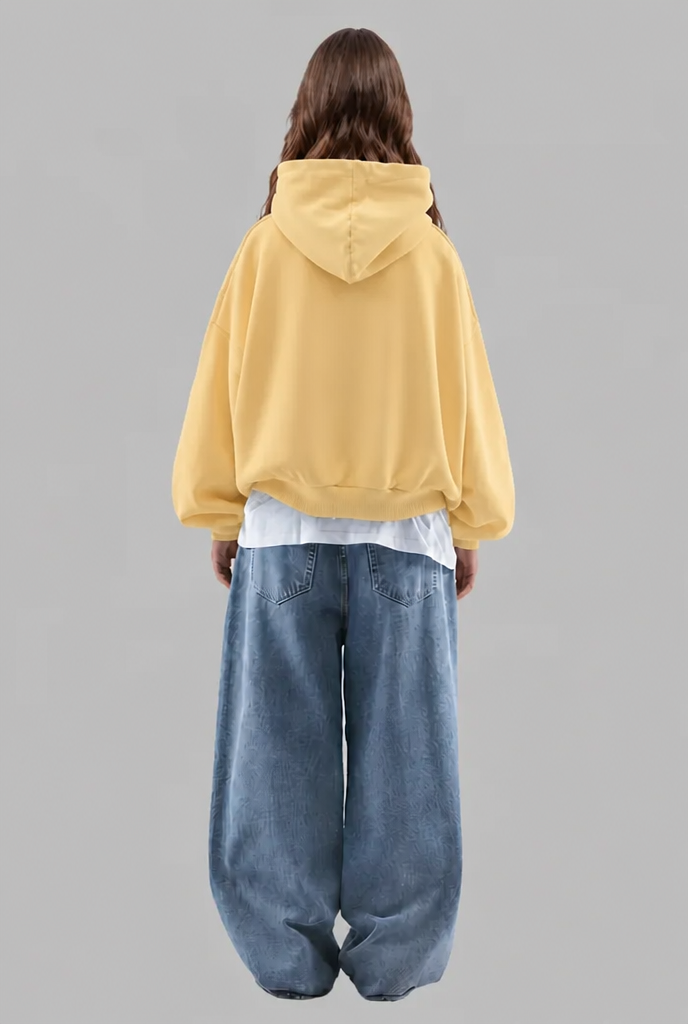 Oversized Embossed Logo Pullover Hoodie Audrey Calvero
