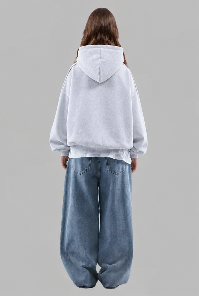 Oversized Embossed Logo Pullover Hoodie Audrey Calvero