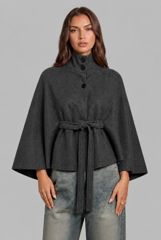 Short Belted Wool Coat Audrey Calvero