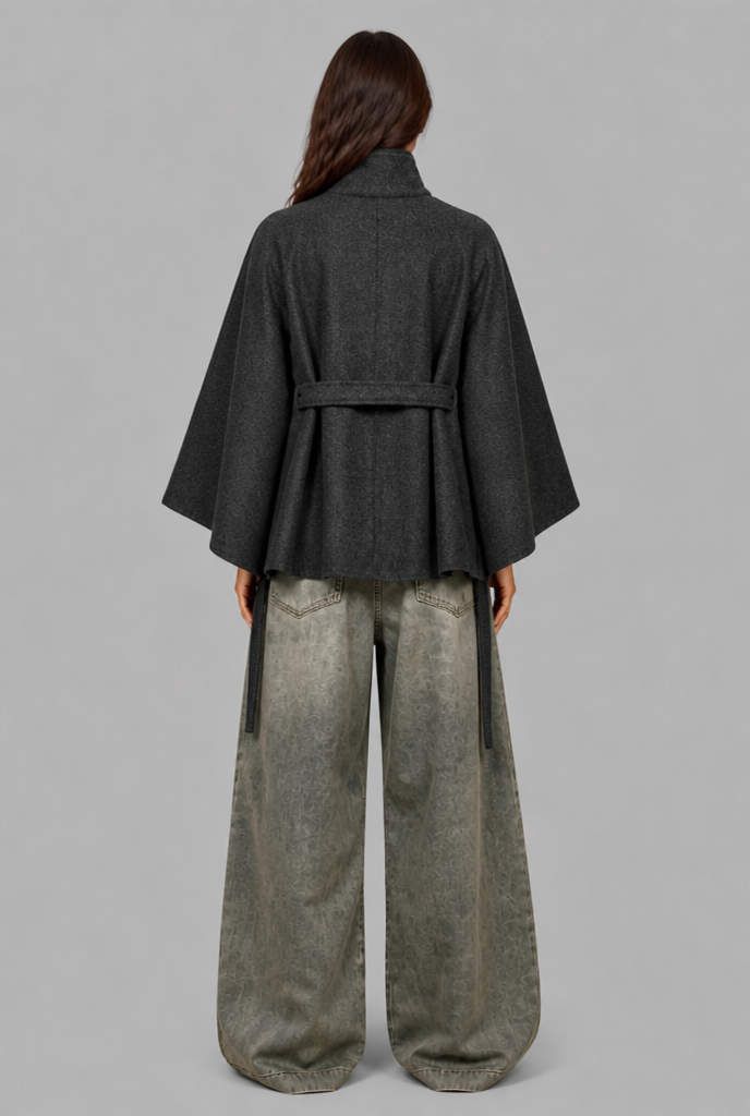 Short Belted Wool Coat Audrey Calvero