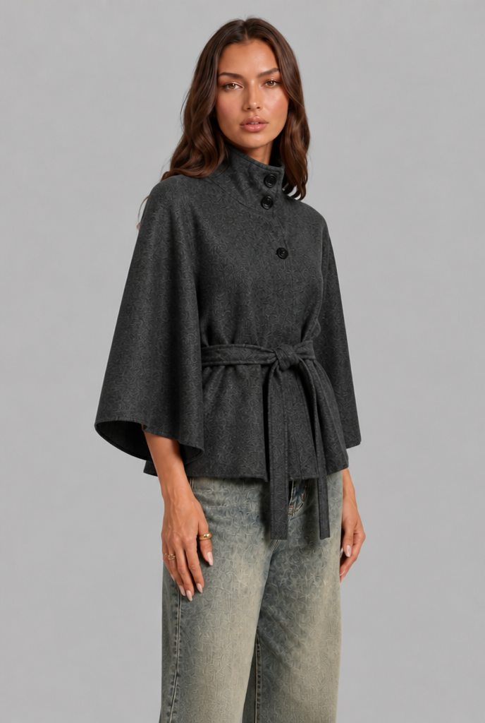 Short Belted Wool Coat Audrey Calvero