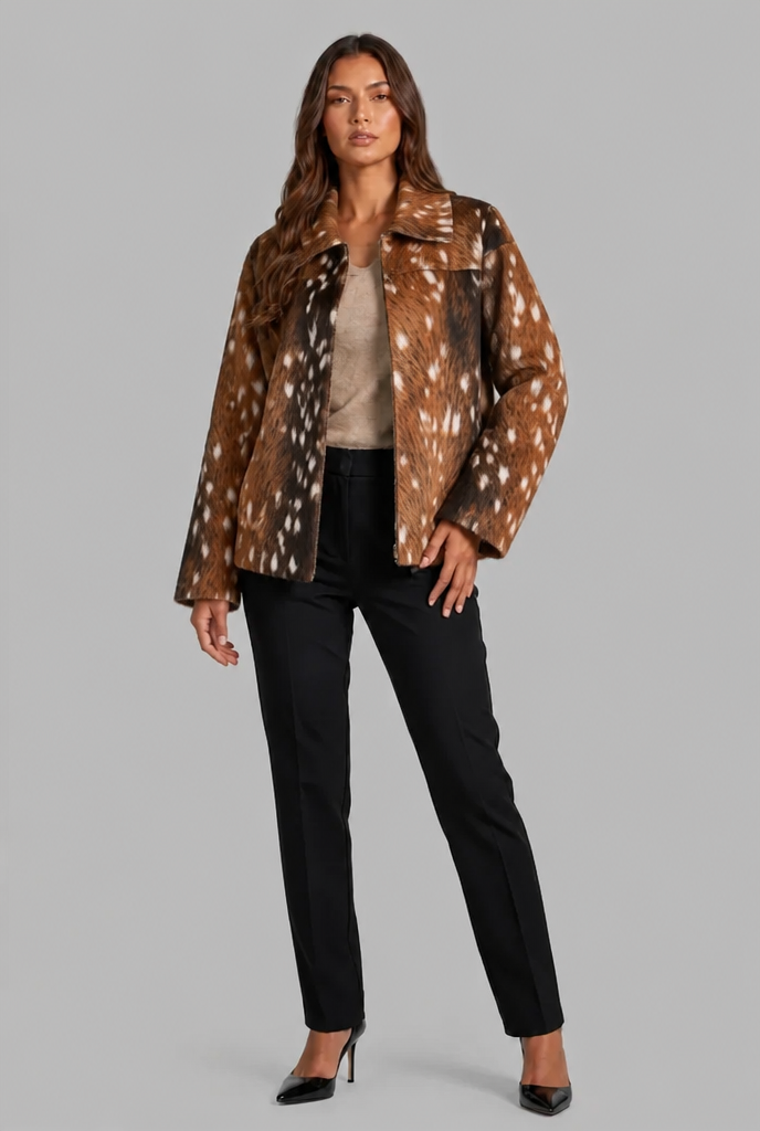 Bambi Faux Fur Jacket with Zipper Audrey Calvero