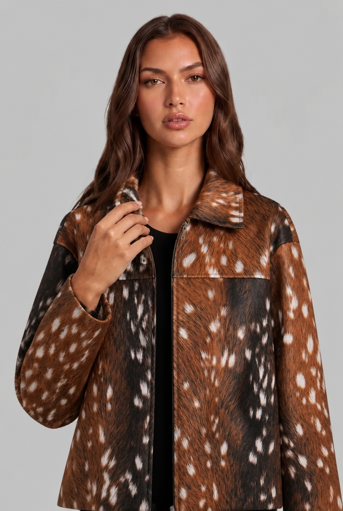 Bambi Faux Fur Jacket with Zipper Audrey Calvero