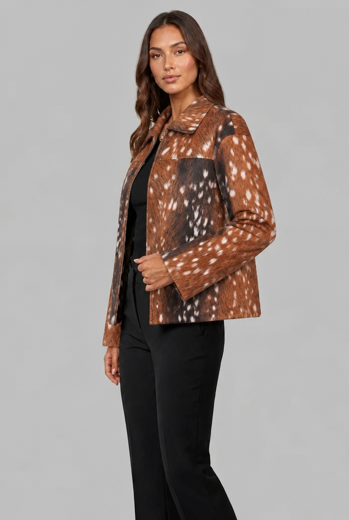 Bambi Faux Fur Jacket with Zipper Audrey Calvero