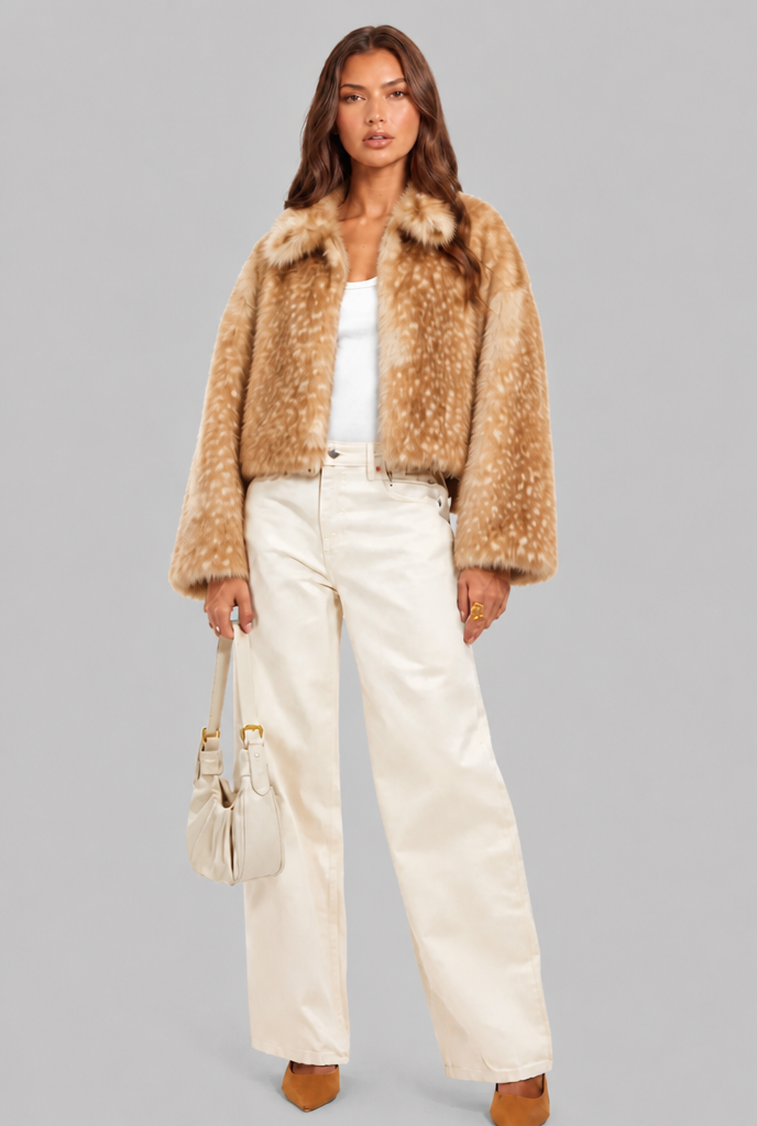 Bambi Cropped Faux Fur Jacket Audrey Calvero