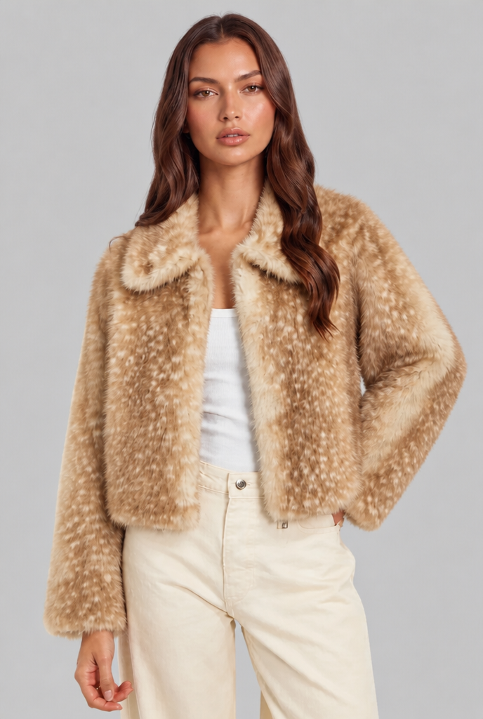 Bambi Cropped Faux Fur Jacket Audrey Calvero