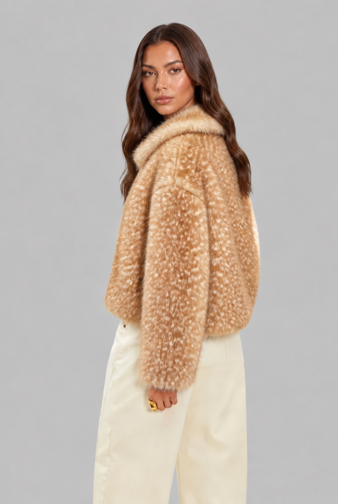 Bambi Cropped Faux Fur Jacket Audrey Calvero