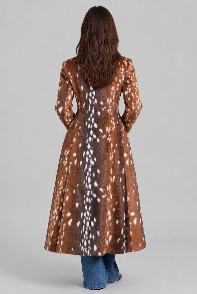 Bambi Longline Faux Fur Coat with Buttons Audrey Calvero