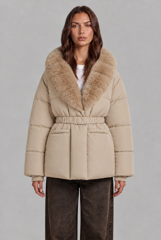 Faux Fur Collar Padded Jacket Audrey Calvero