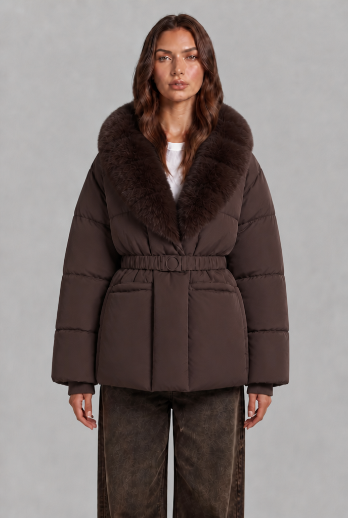 Faux Fur Collar Padded Jacket Audrey Calvero