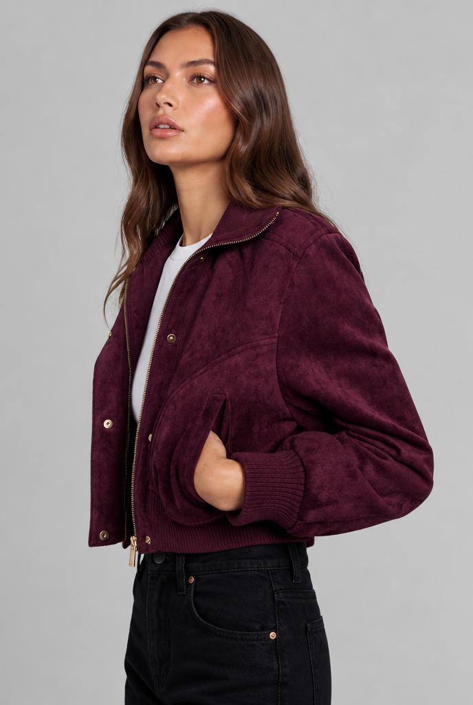 Isla Suede Bomber Jacket Audrey Calvero