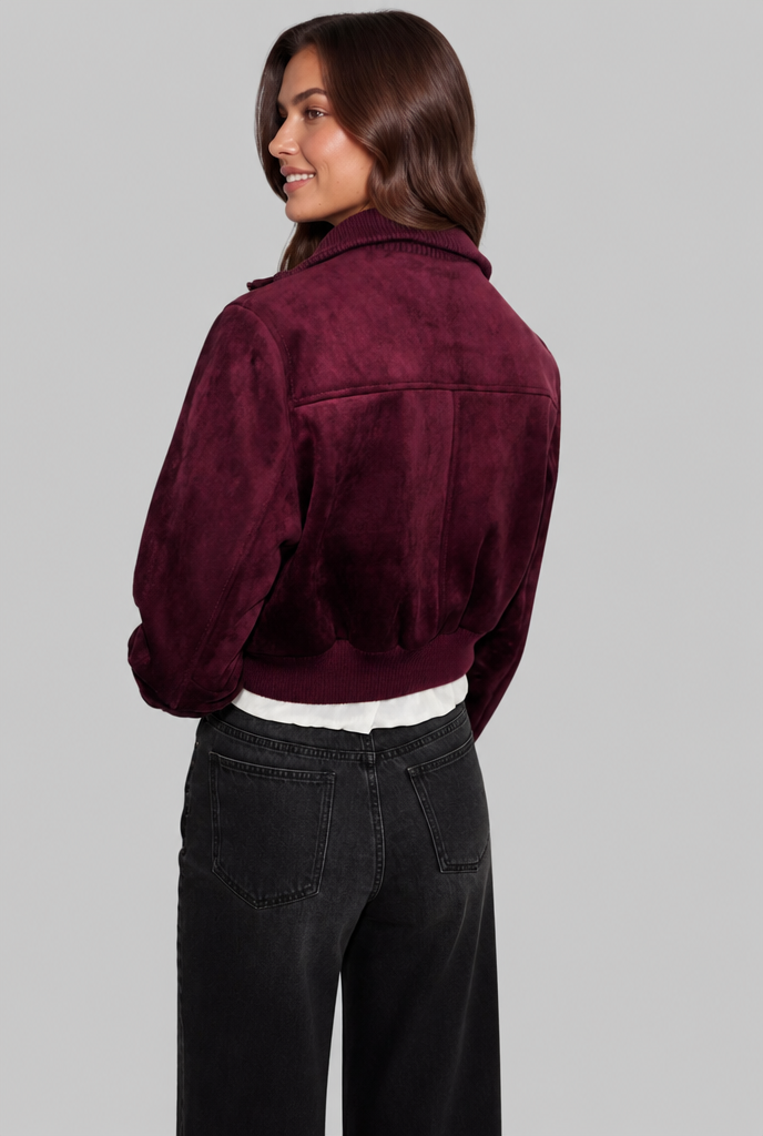 Isla Suede Bomber Jacket Audrey Calvero