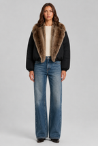Faux Fur Collar Bomber Jacket Audrey Calvero