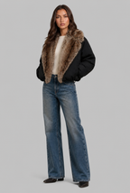 Faux Fur Collar Bomber Jacket Audrey Calvero