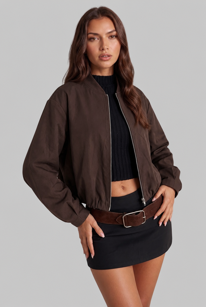 Anna Cropped Bomber Jacket Audrey Calvero