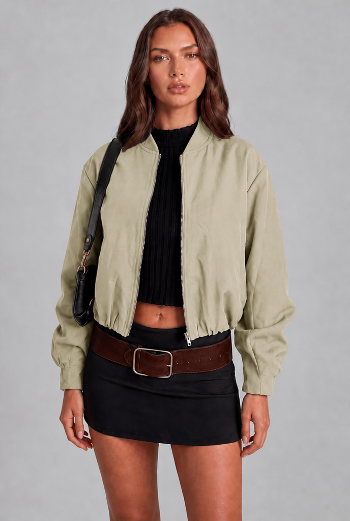 Anna Cropped Bomber Jacket Audrey Calvero