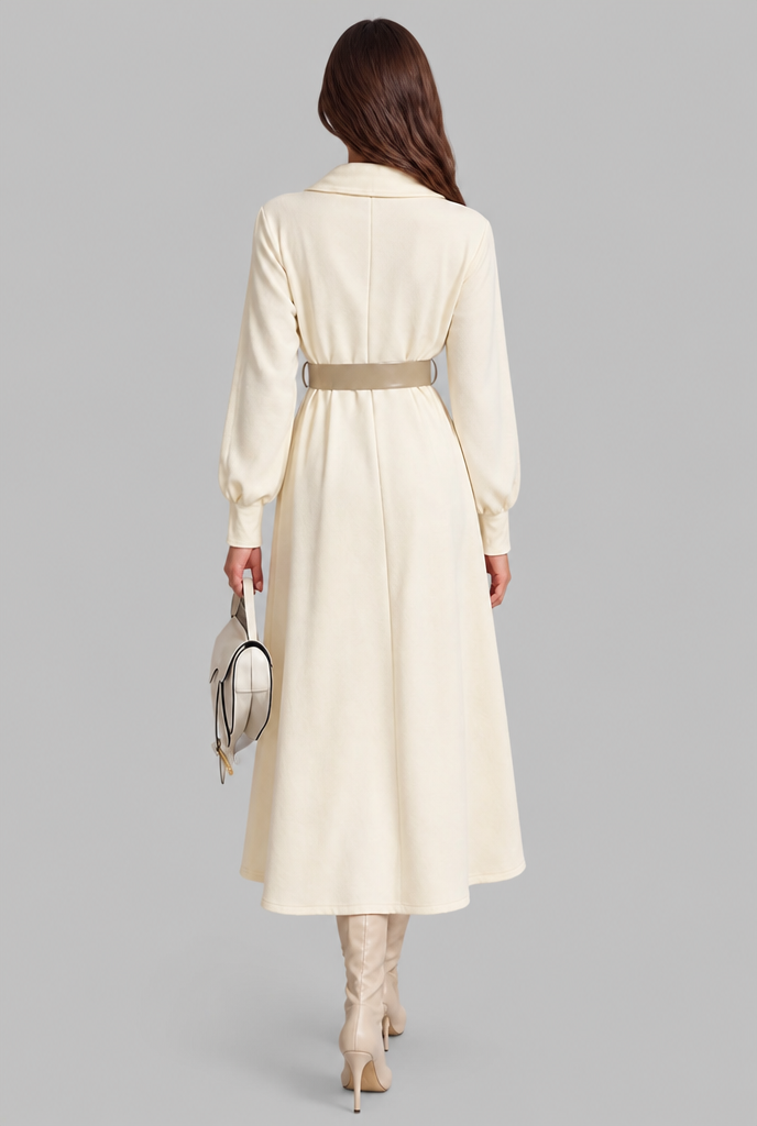 Belted Shirt Midi Dress Audrey Calvero