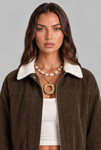Cropped Jacket with Sherpa Collar Audrey Calvero