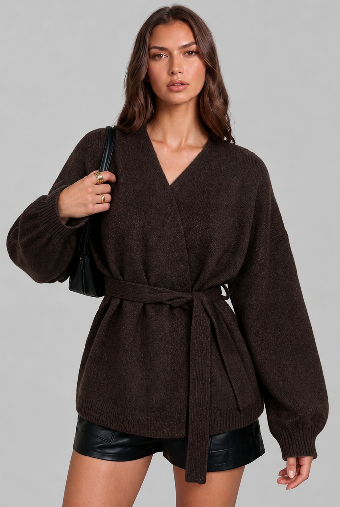 Belted Knit Cardigan Audrey Calvero