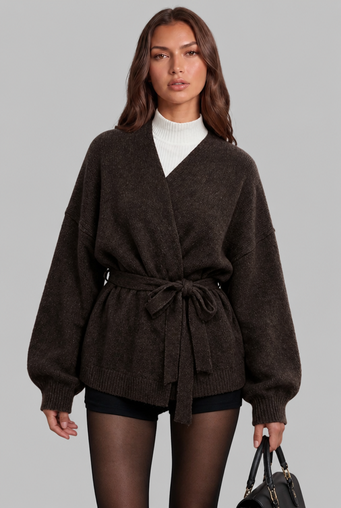 Belted Knit Cardigan Audrey Calvero