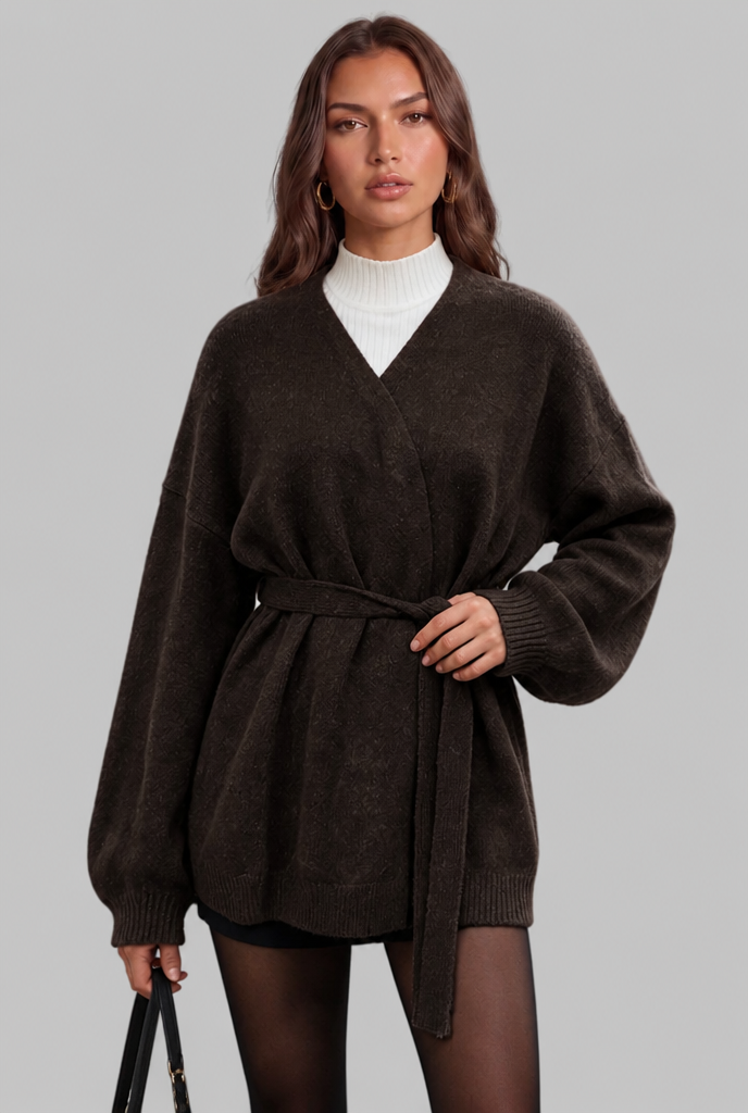 Belted Knit Cardigan Audrey Calvero