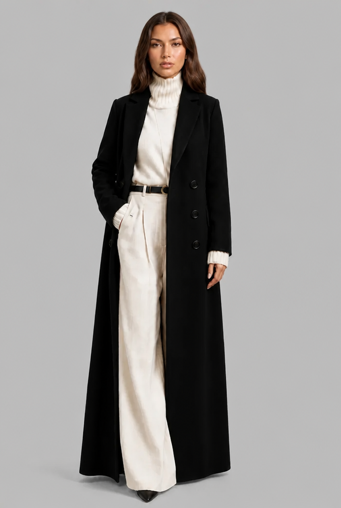 Long Double Breasted Wool Overcoat Audrey Calvero