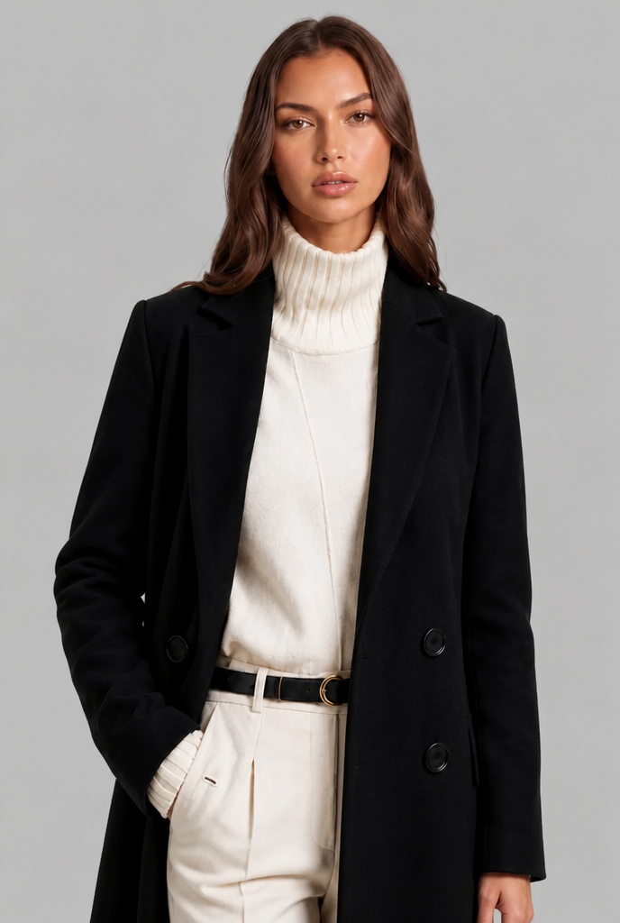 Long Double Breasted Wool Overcoat Audrey Calvero