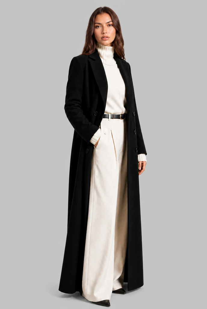 Long Double Breasted Wool Overcoat Audrey Calvero