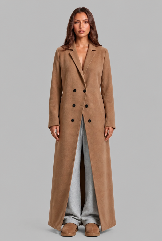 Long Double Breasted Wool Overcoat Audrey Calvero