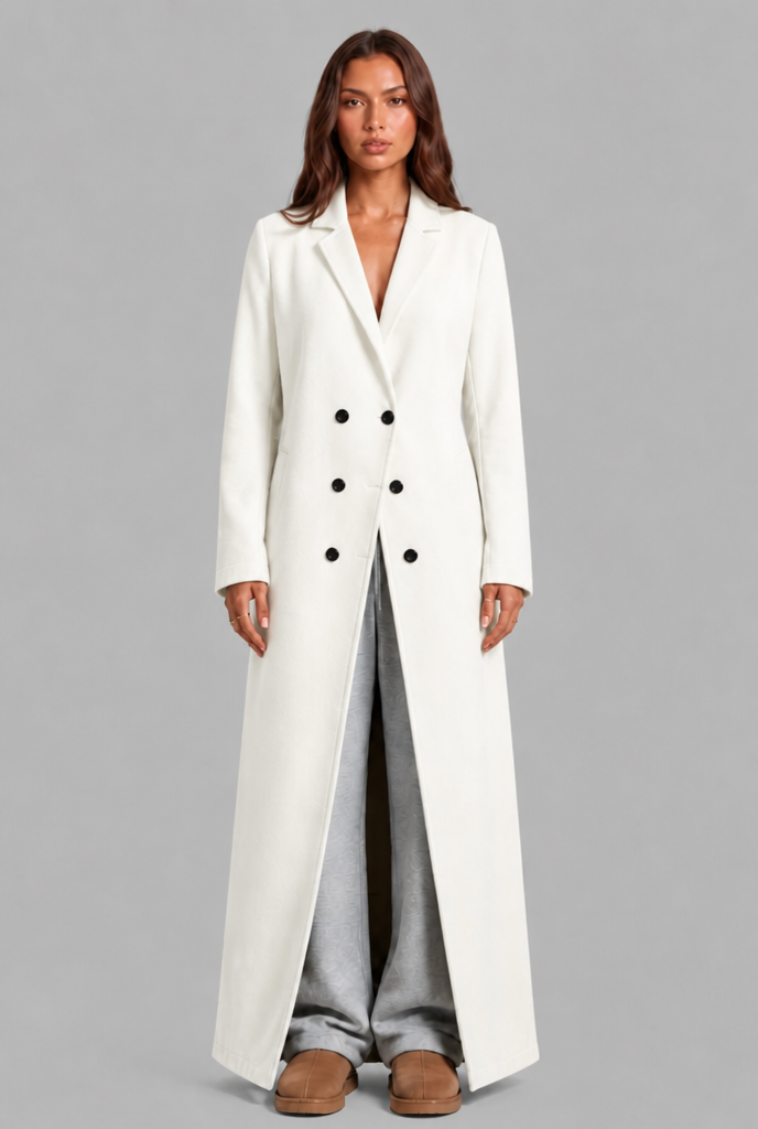 Long Double Breasted Wool Overcoat Audrey Calvero