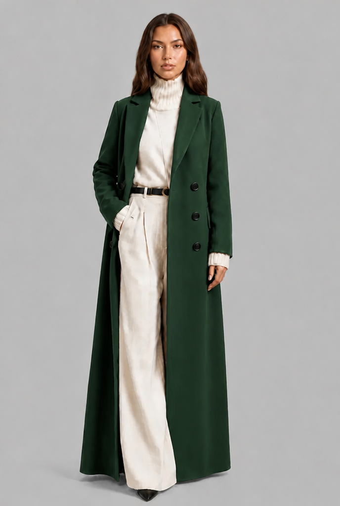 Long Double Breasted Wool Overcoat Audrey Calvero