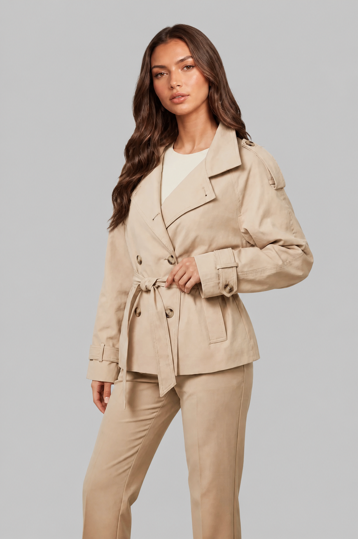 Camille Funnel Neck Trench Coat Audrey Calvero