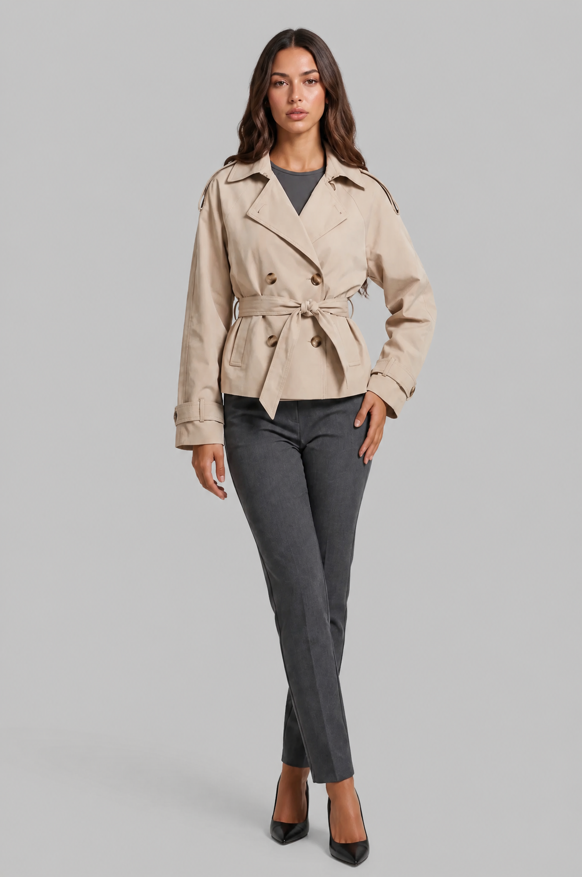 Camille Funnel Neck Trench Coat Audrey Calvero