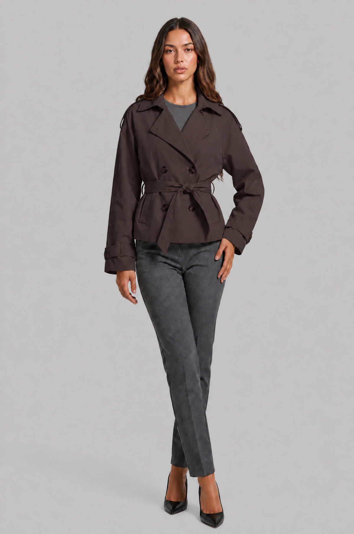 Camille Funnel Neck Trench Coat Audrey Calvero