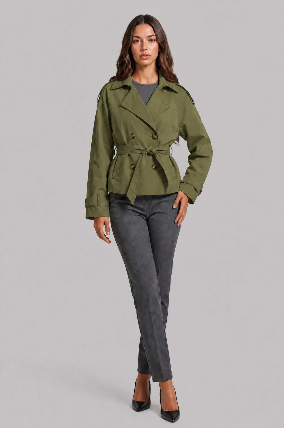 Camille Funnel Neck Trench Coat Audrey Calvero