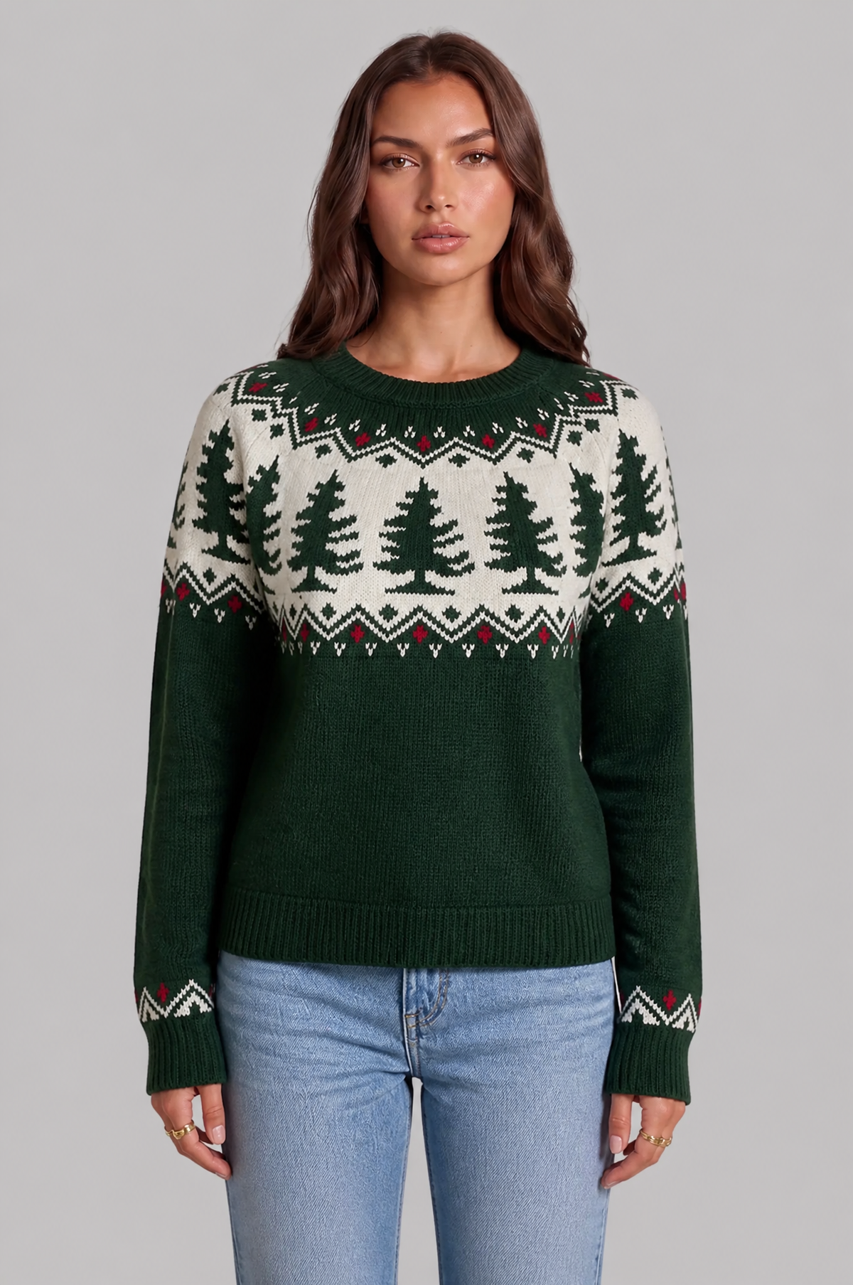 Pine Tree Fair Isle Christmas Jumper Audrey Calvero