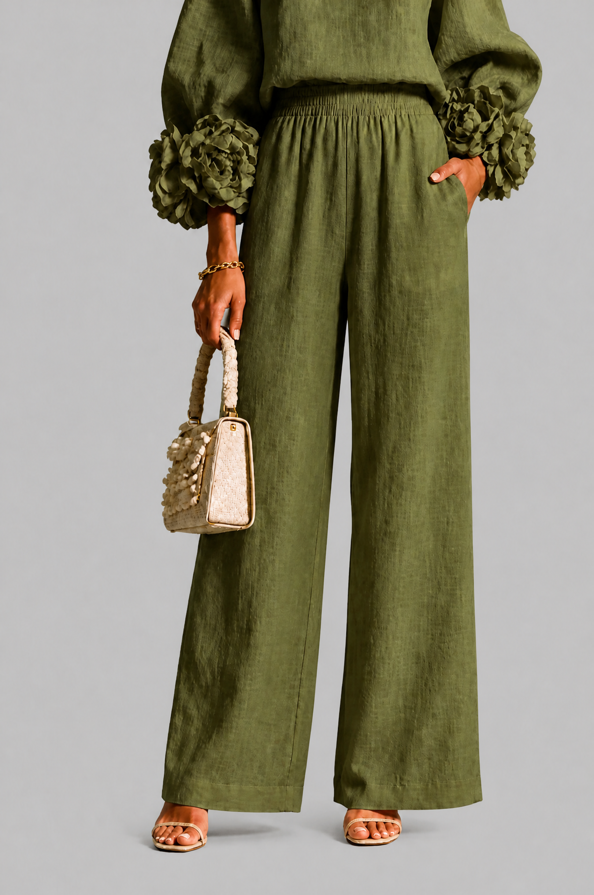 Rose Cuff Wide Leg Co Ord Set Audrey Calvero