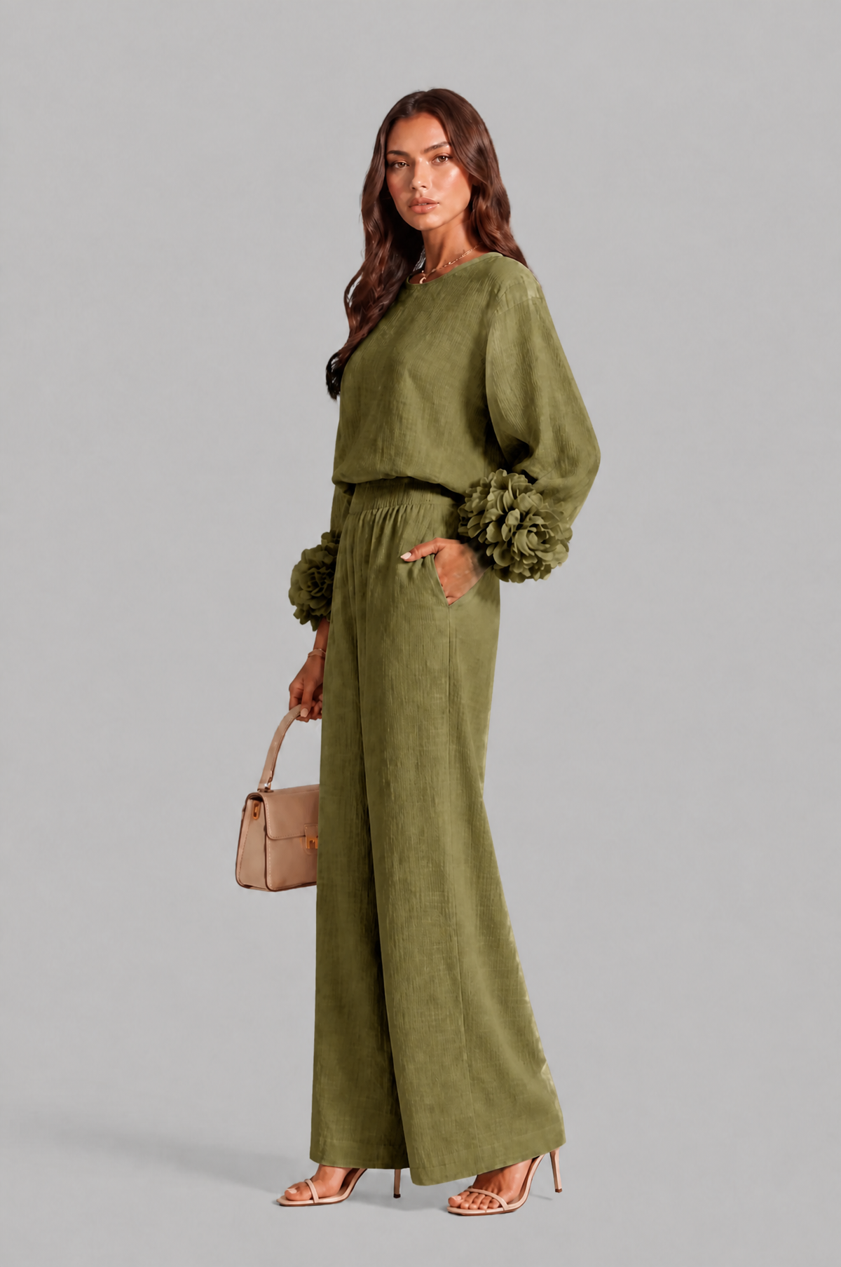 Rose Cuff Wide Leg Co Ord Set Audrey Calvero