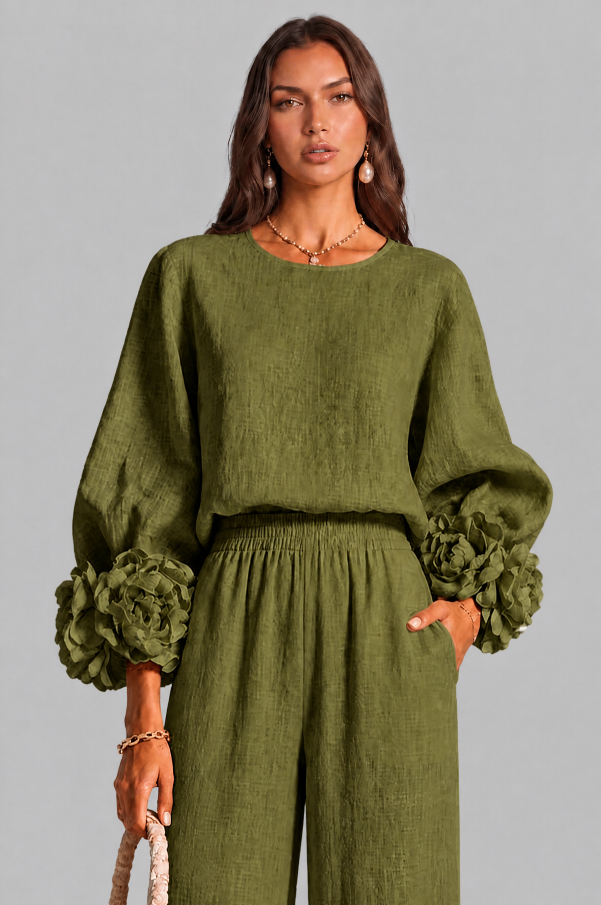 Rose Cuff Wide Leg Co Ord Set Audrey Calvero