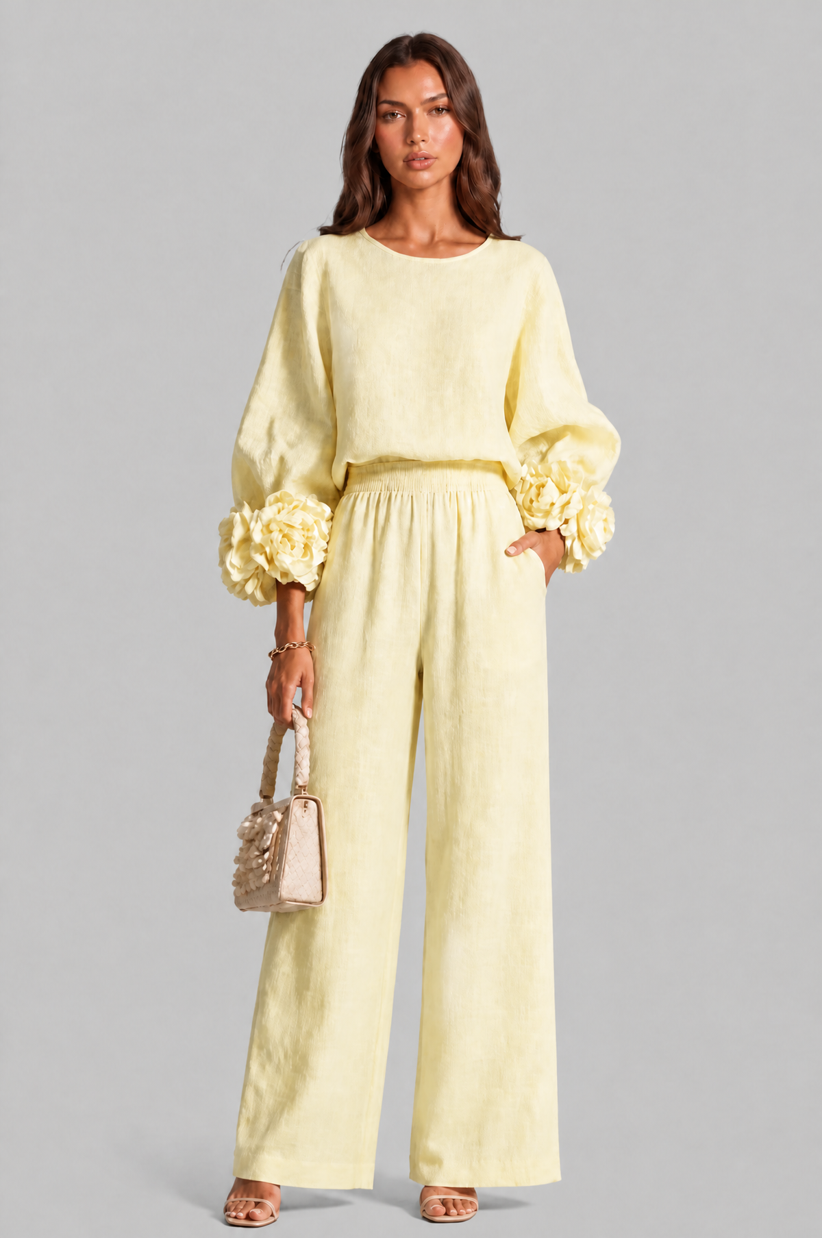 Rose Cuff Wide Leg Co Ord Set Audrey Calvero