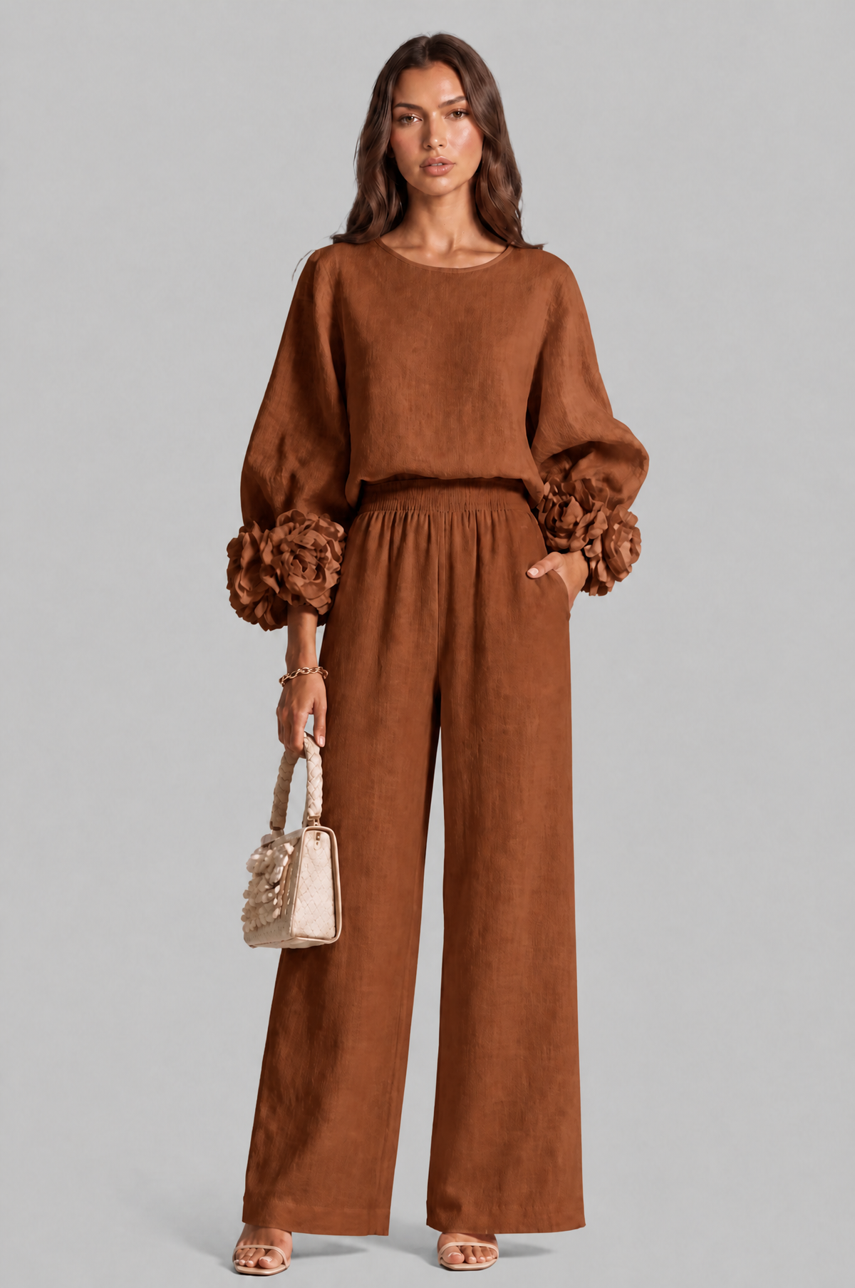 Rose Cuff Wide Leg Co Ord Set Audrey Calvero