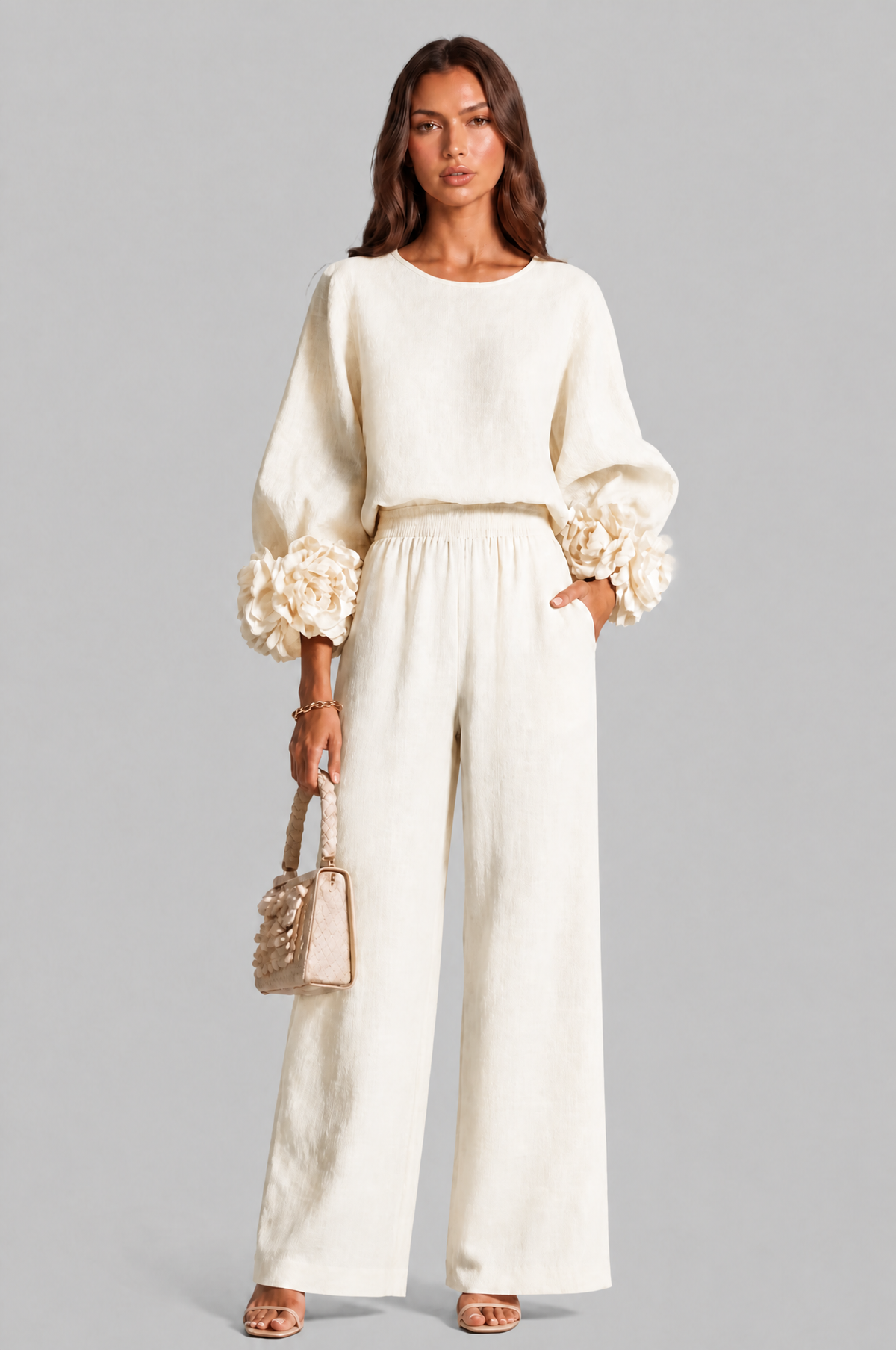 Rose Cuff Wide Leg Co Ord Set Audrey Calvero