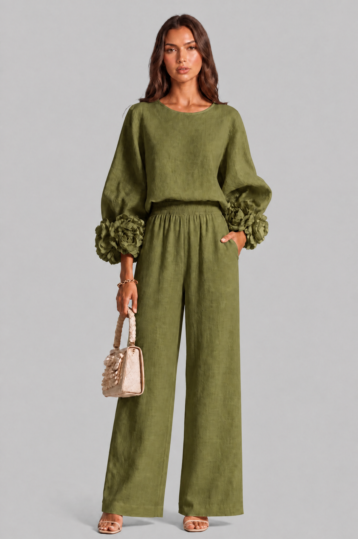 Rose Cuff Wide Leg Co Ord Set Audrey Calvero