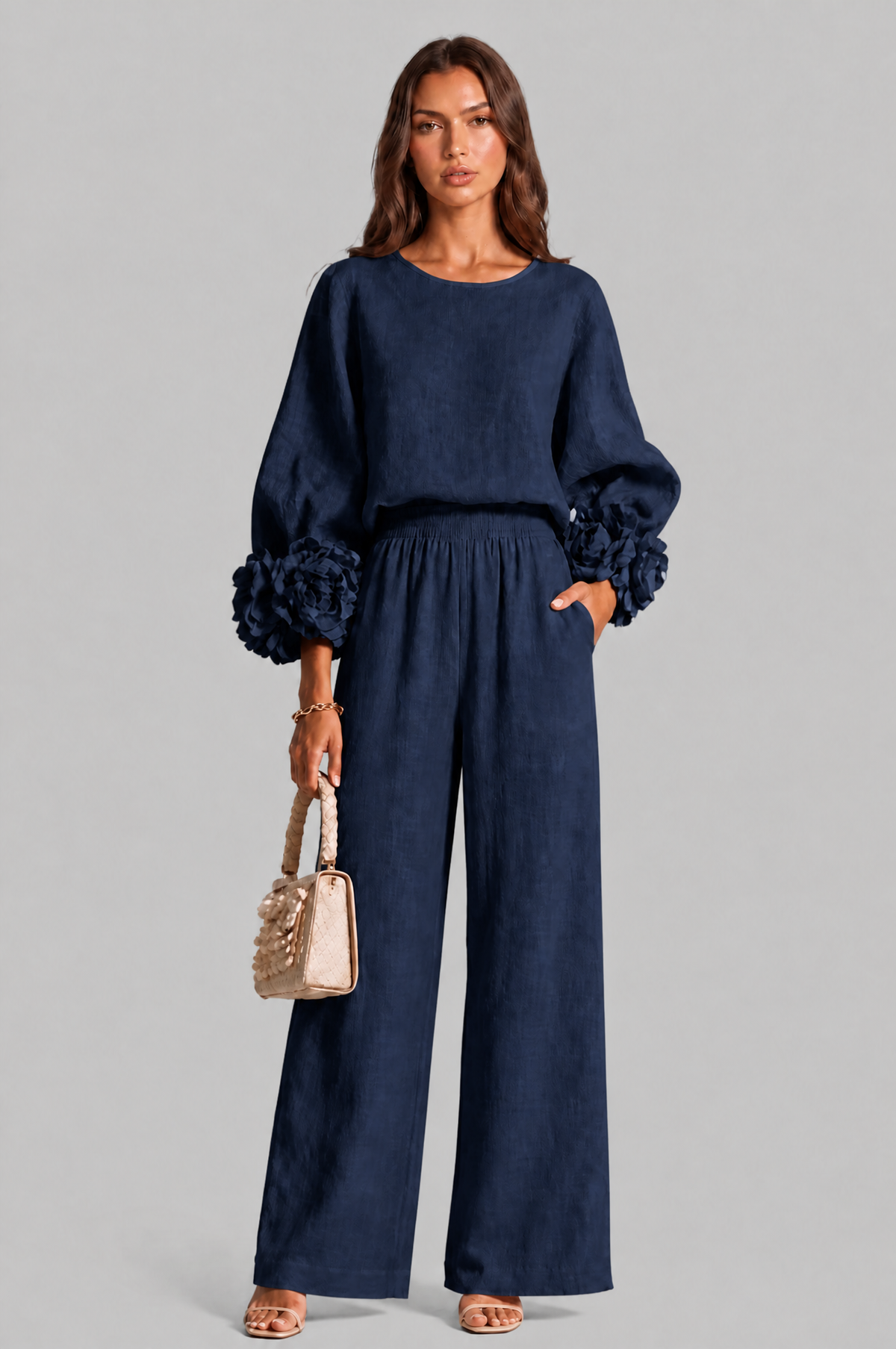 Rose Cuff Wide Leg Co Ord Set Audrey Calvero