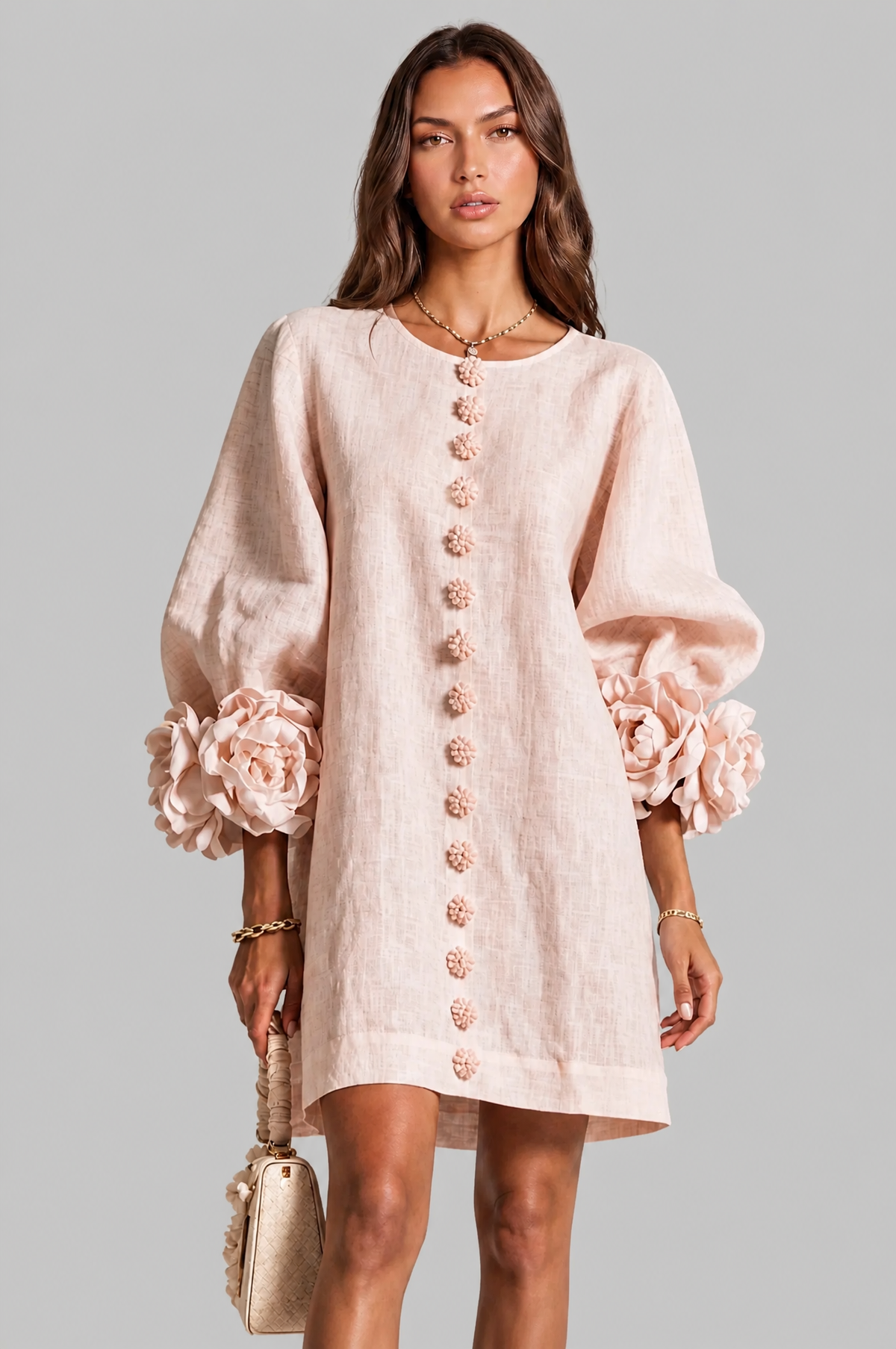 Rose Cuff Long Sleeve Mini Dress Audrey Calvero