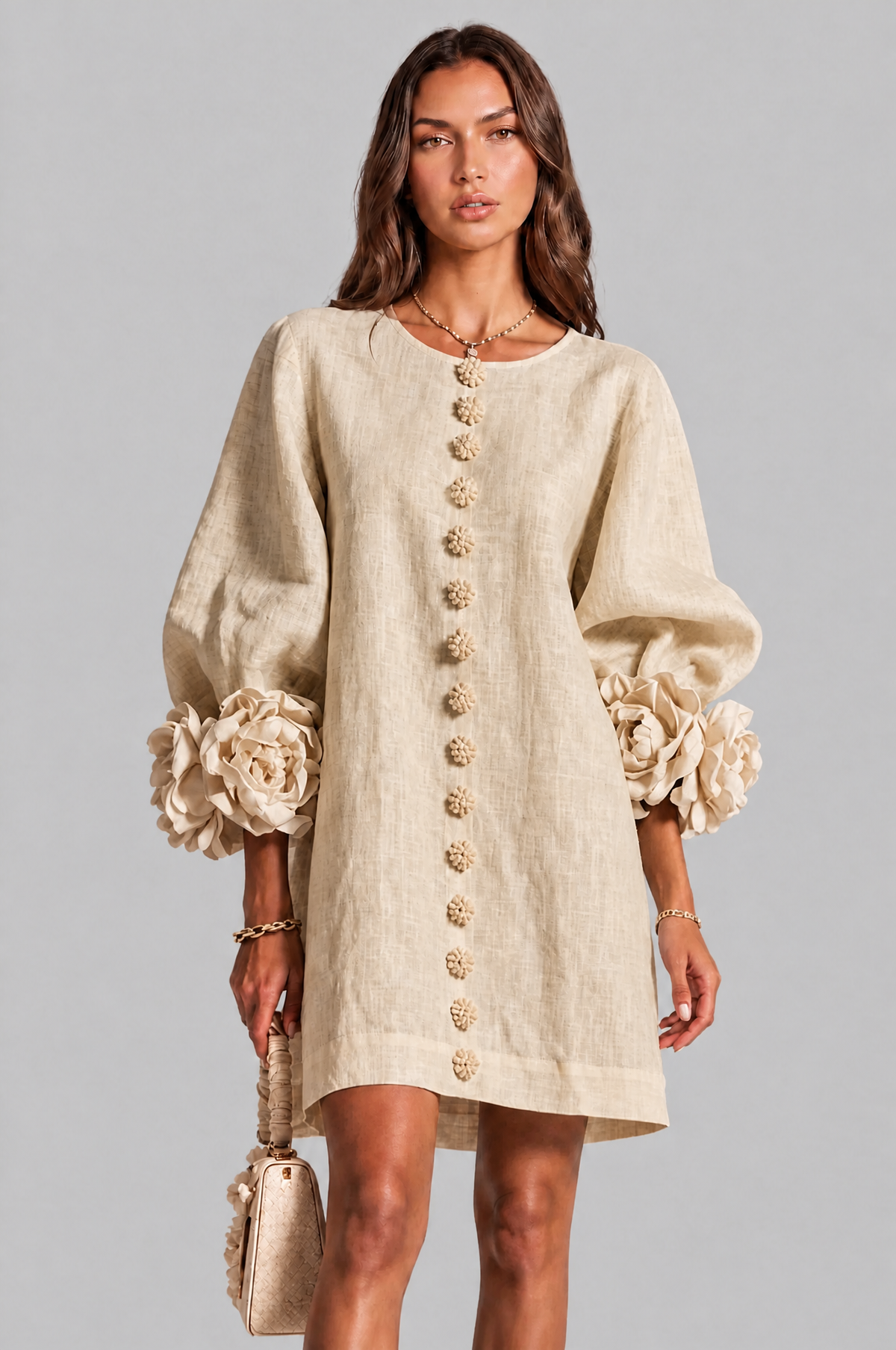Rose Cuff Long Sleeve Mini Dress Audrey Calvero