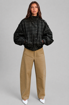 Check Oversized Bomber Jacket Audrey Calvero